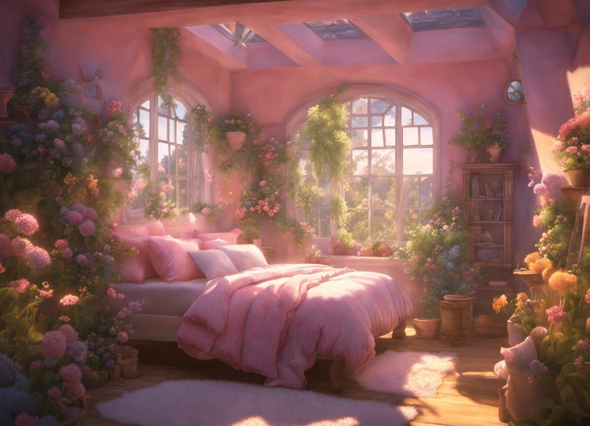 Solarpunk Fairycore Bedroom in Pastel Colors