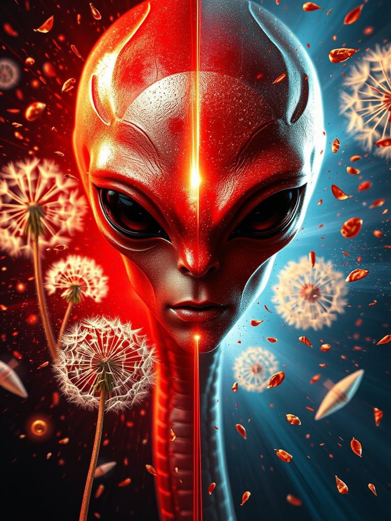 Cubist Alien Portrait Shattered by Light