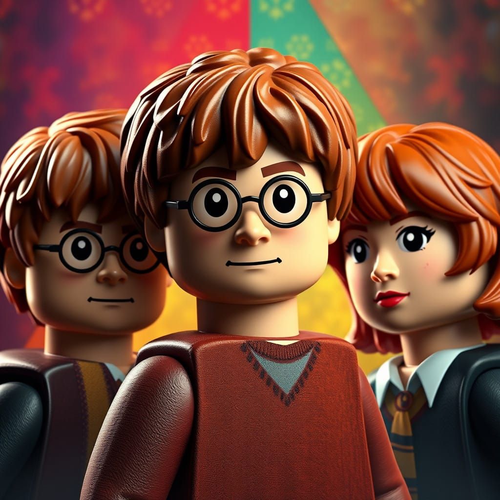 Dynamic Trio Portrait in Art Nouveau Style