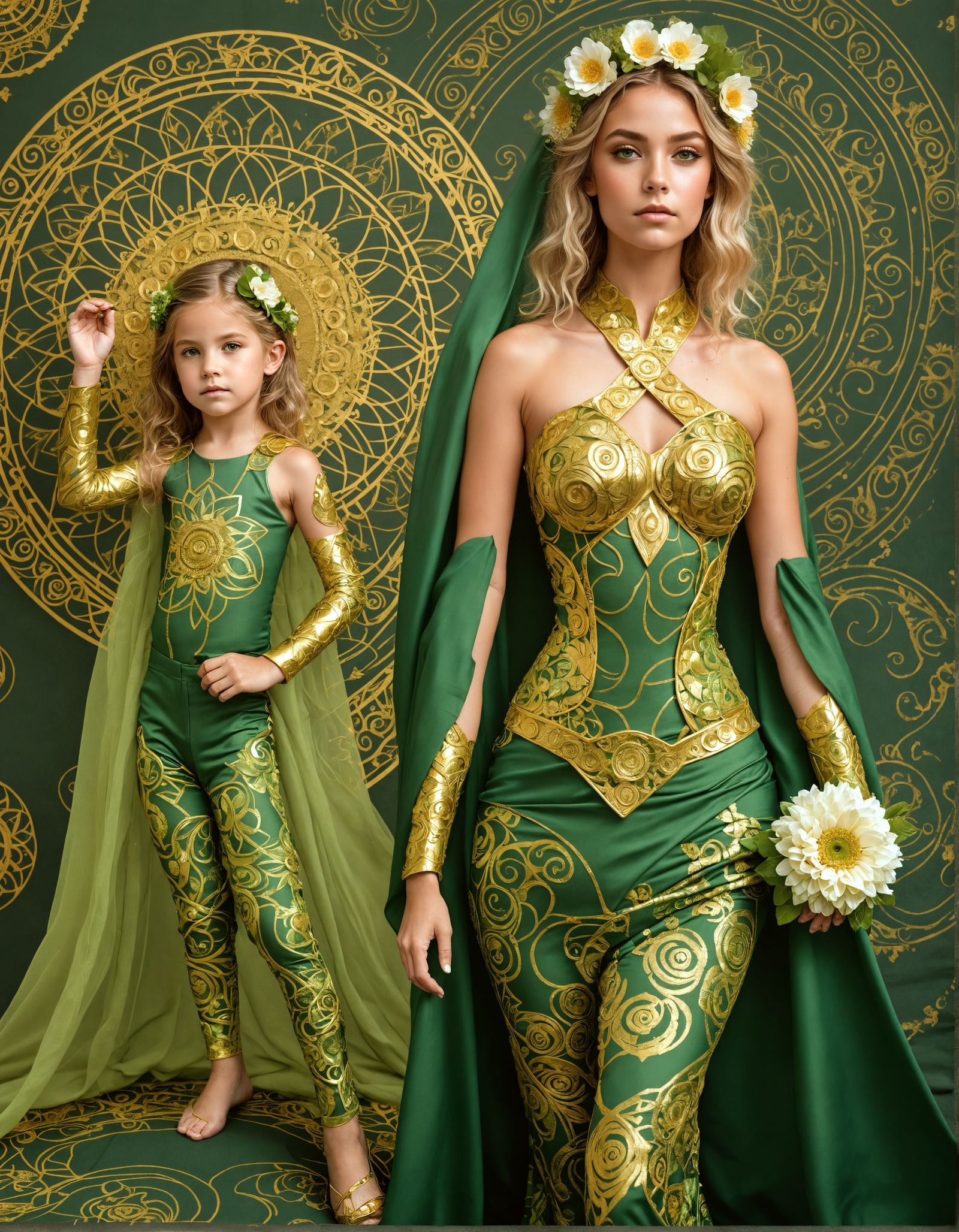 Superhero Flower Girl and Gaia: Digital Art