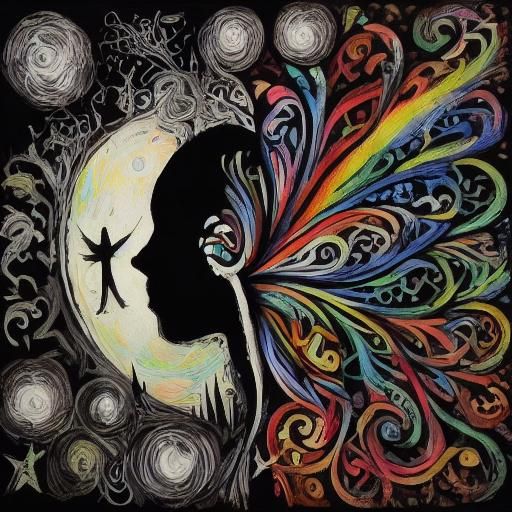 Celtic Knotwork Raven Silhouette with Rainbow Fairy