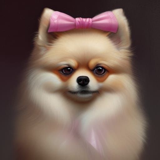 Cute Pomeranian Portrait in Hyperdetailed Style