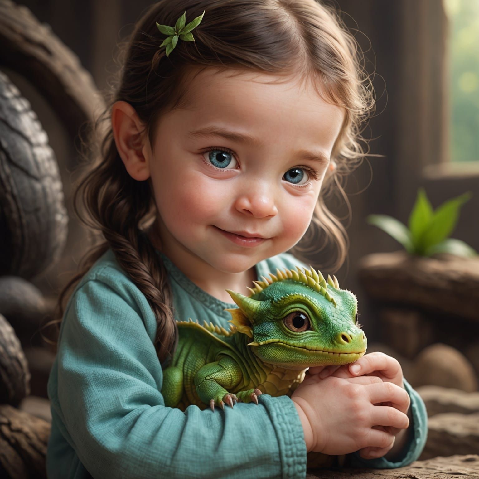 Newborn Dragon's Joyful First Encounter with Girl
