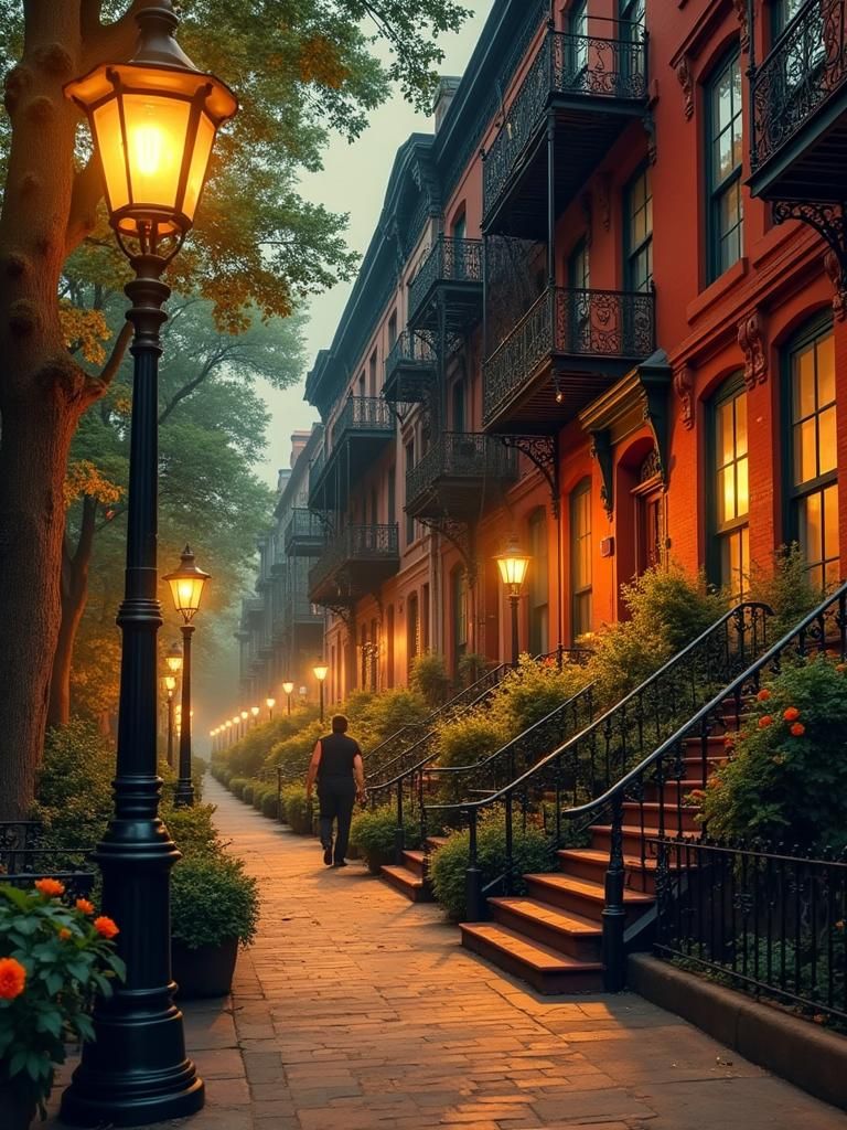 Harlem Renaissance Scene with Golden Light