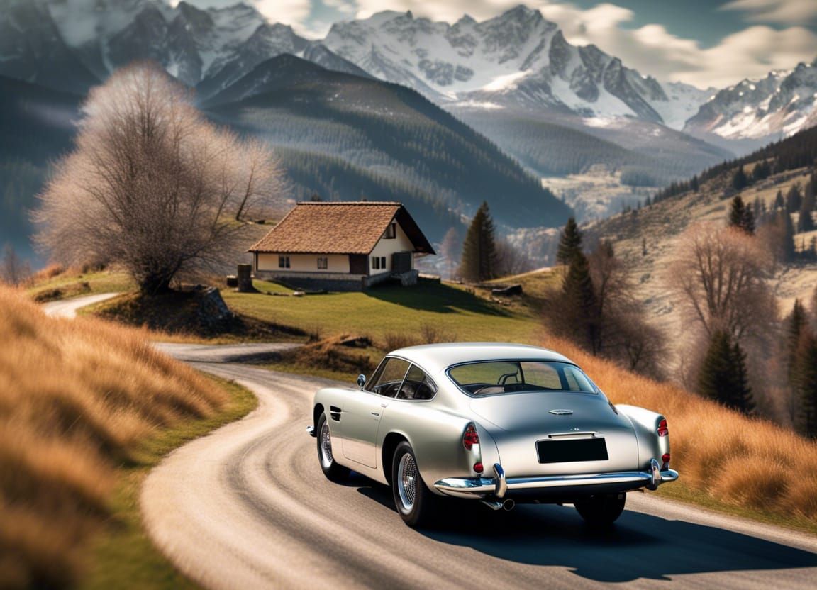 Aston Martin DB5 in the Alps