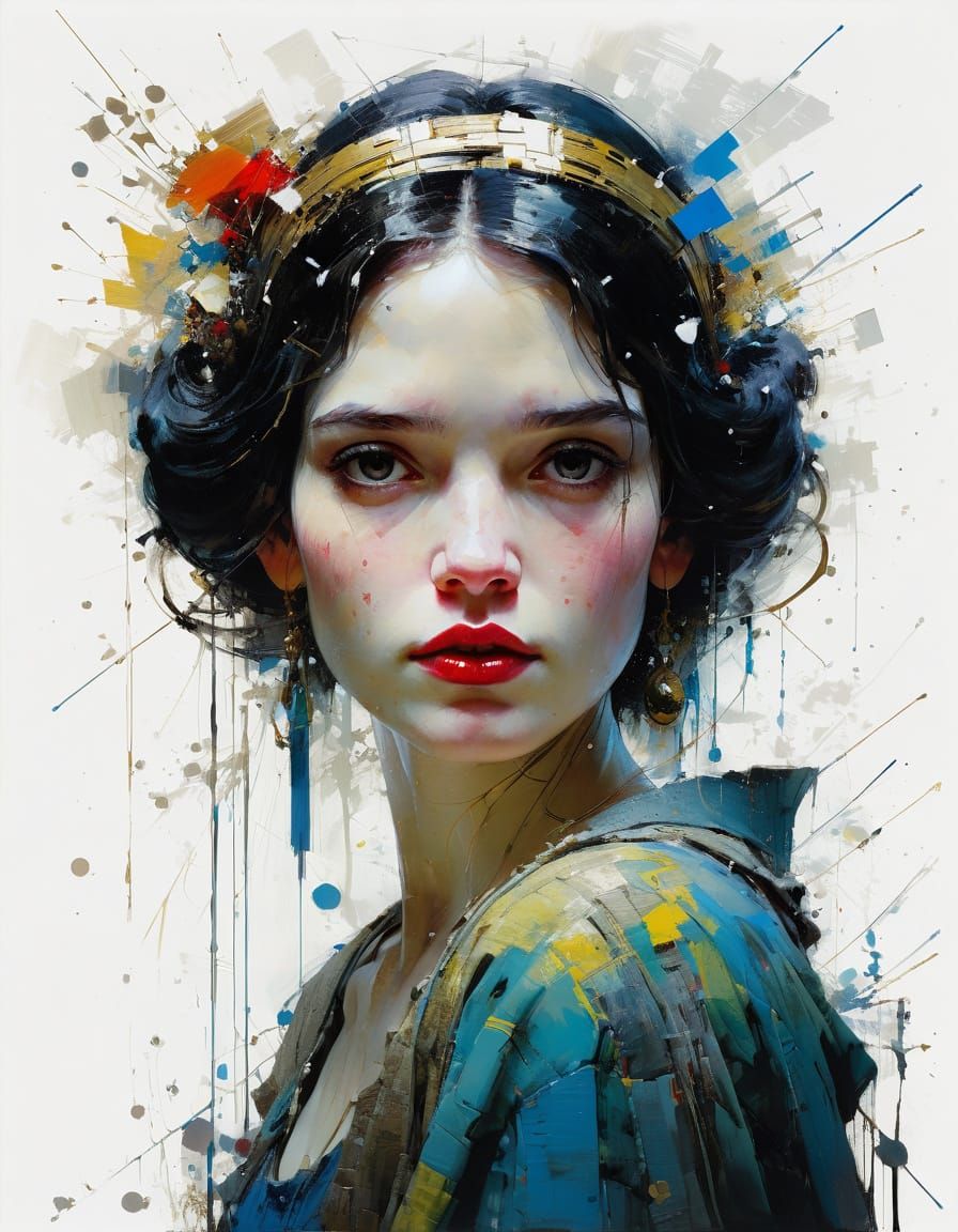 Snow White in Abstract Complementary Colors