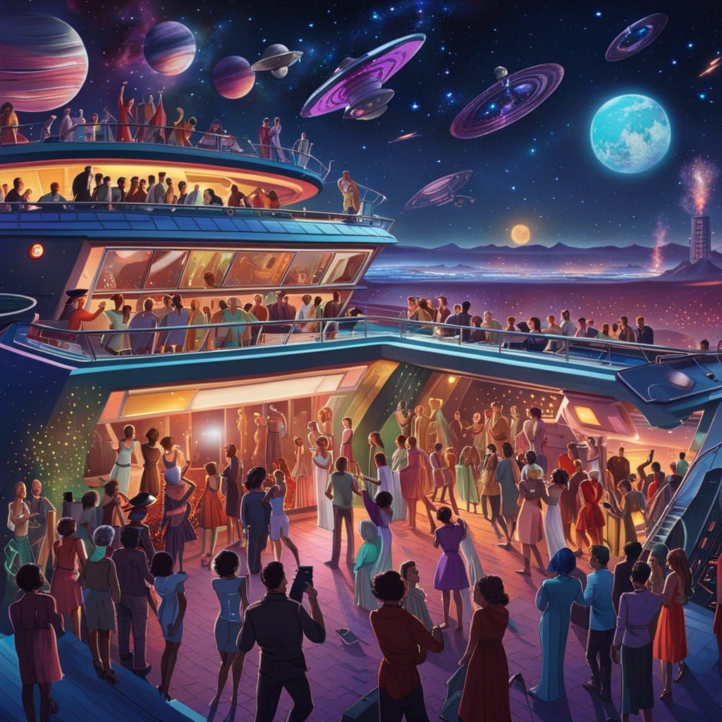 Cosmic Disco Party on a Space Station