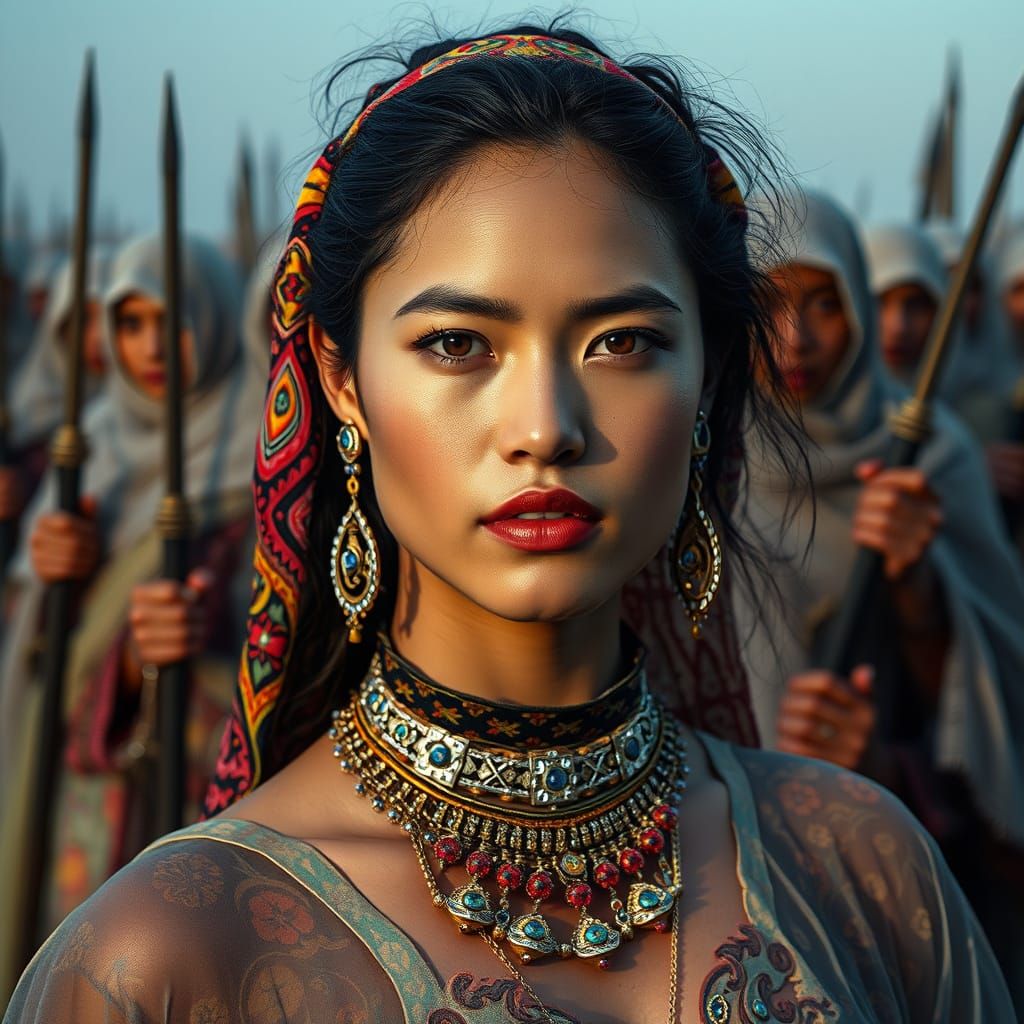 Hyperrealistic Portrait of Woman in Futuristic Jewelry