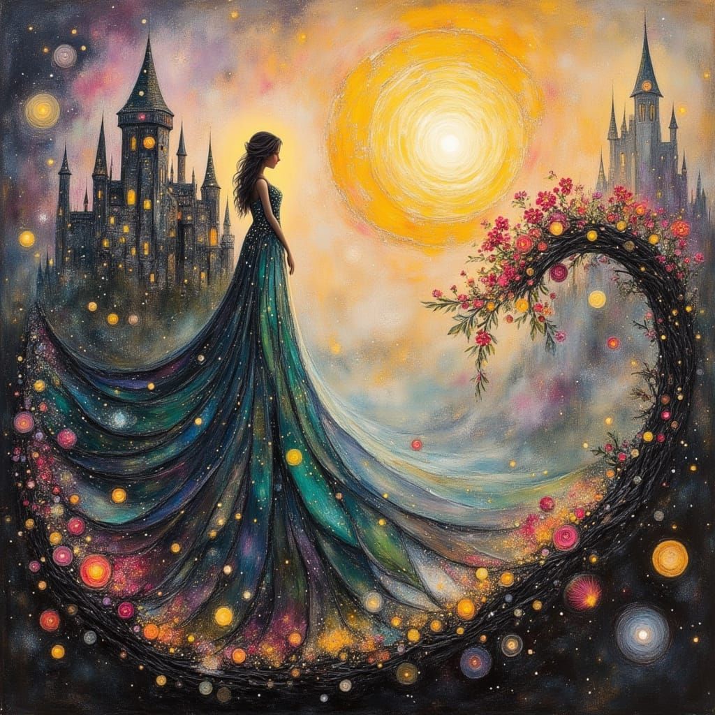 Ethereal Fairy Tale Castle in Art Deco Style