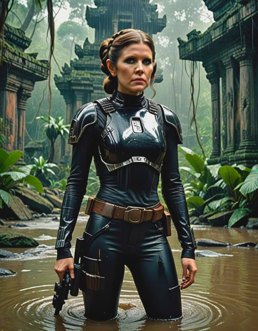 Princess Leia in Battle-Damaged Temple Ruins