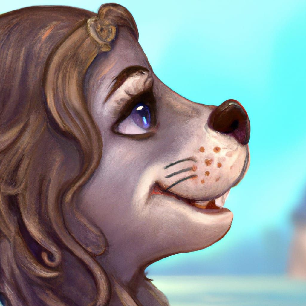 Cartoon Seal Princess with Brown Hair, Digital Art