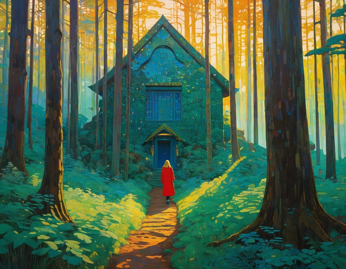 Mysterious Forest Shrine at Golden Hour