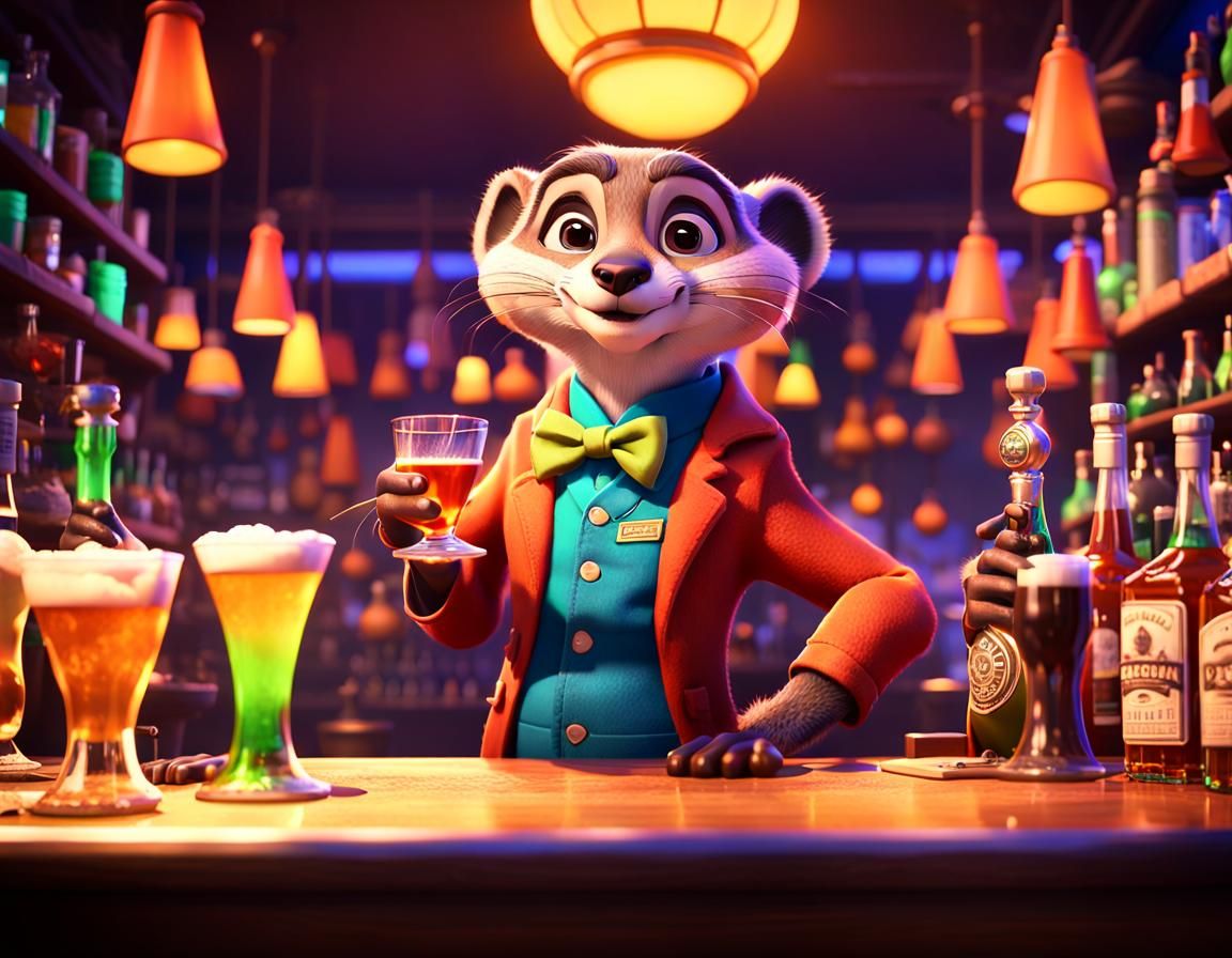 Zootopia Meerkat Bartender Serves Lemmings