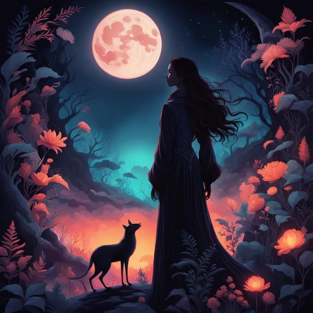 Mysterious Figure in Dark Fantasy Landscape