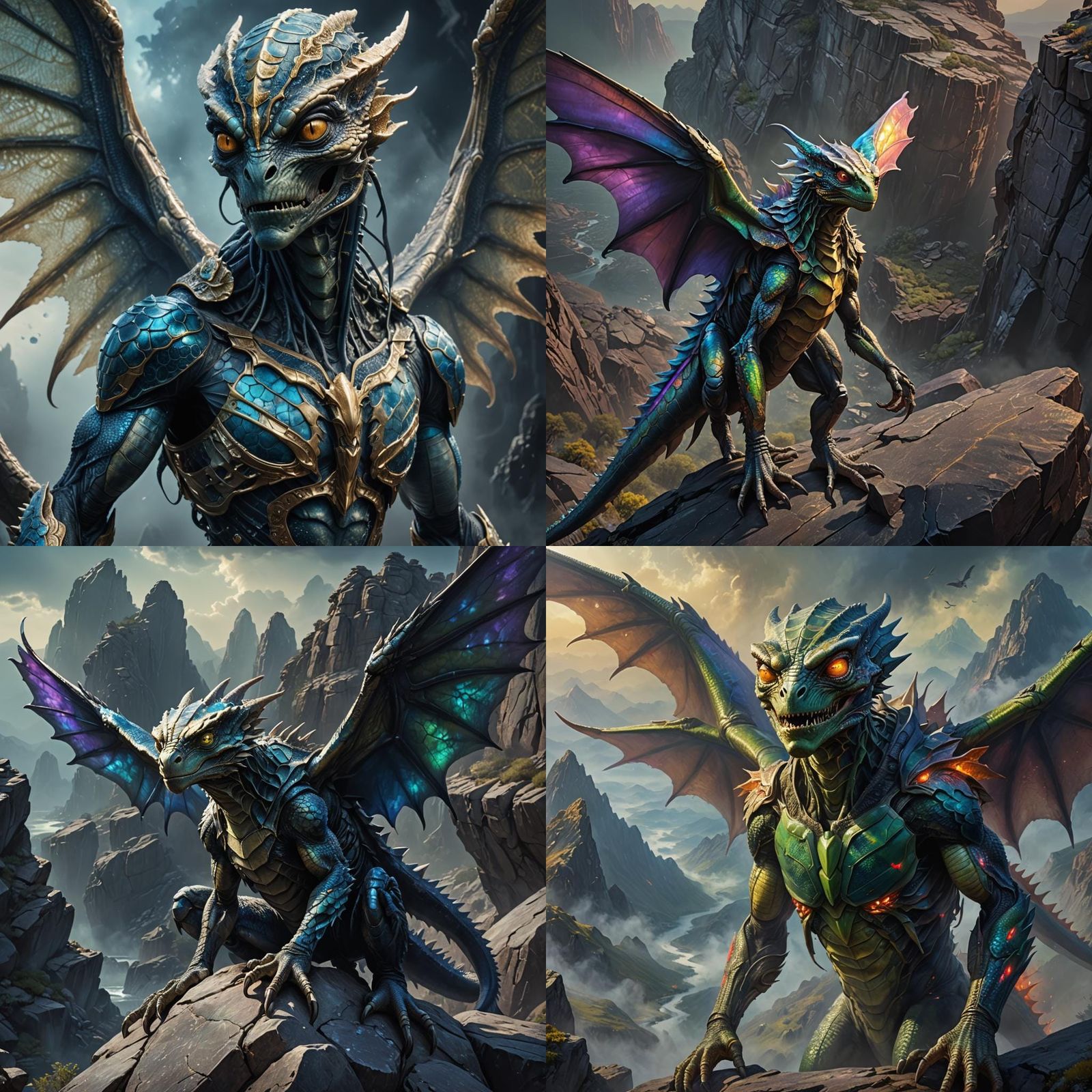 Detailed Reptilian Alien with Wings