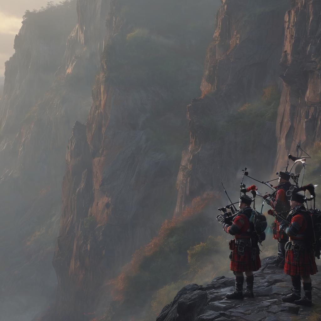 Bagpipers Play at Dawn: A Digital Matte Painting