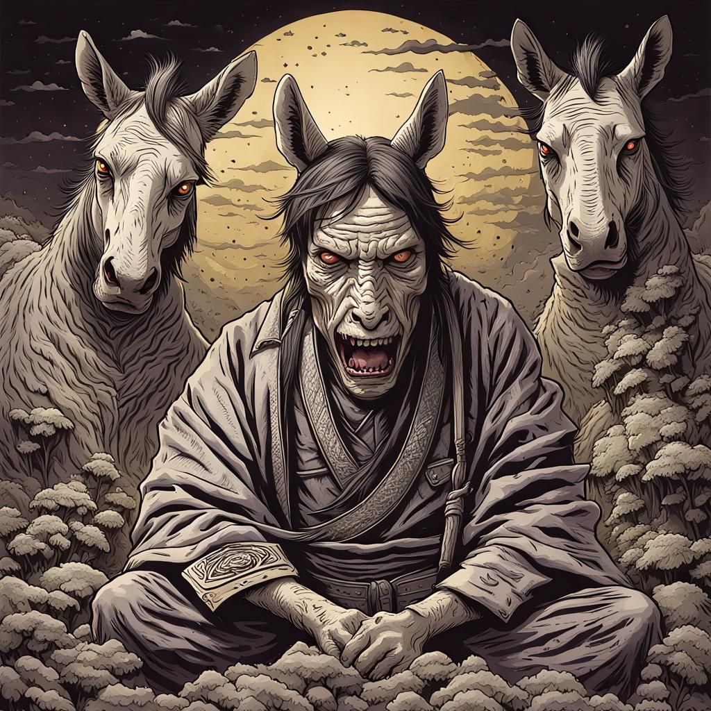 Surreal Zombie Zen Garden Inspired by Zdzislaw Beksinski