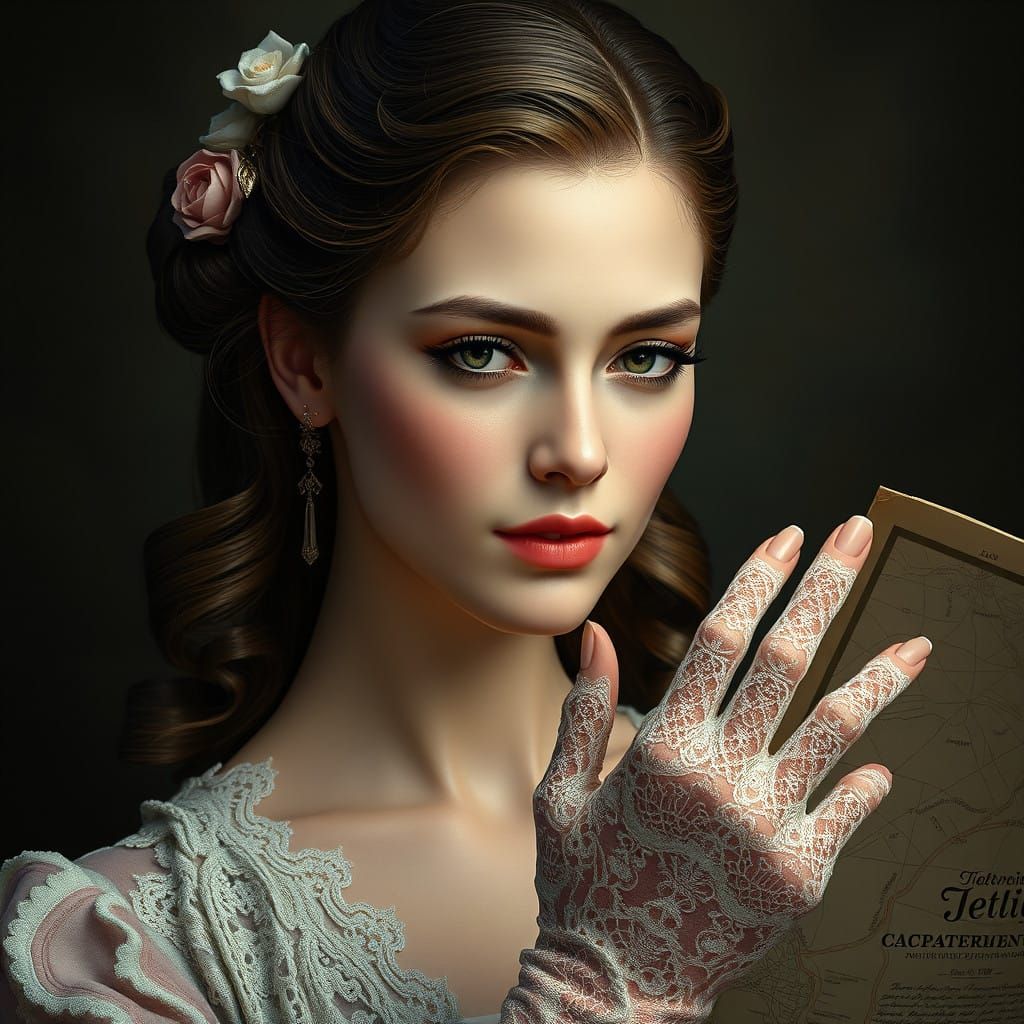 Elegant Woman's Vulnerable Portrait with Delicate Emotions