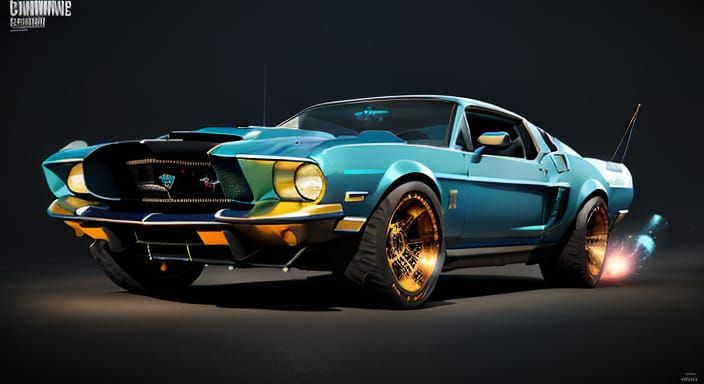 Cyberpunk Star Batship in Cosmic Blue