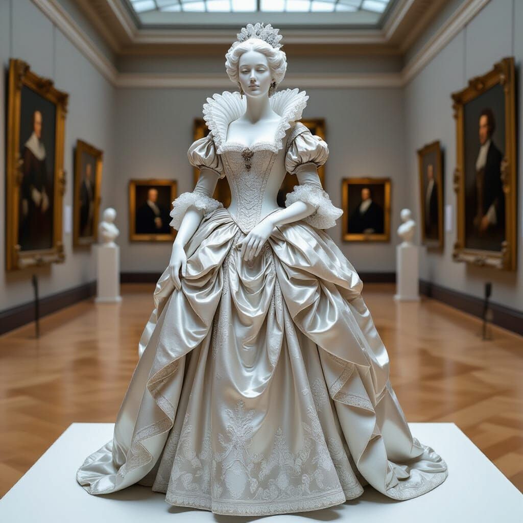 Glass Woman Statue in 16th Century Gallery