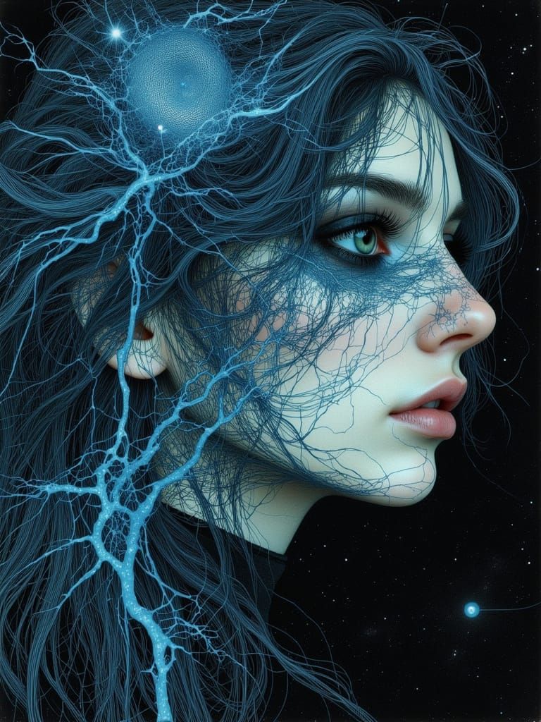 Surreal Gothic Portrait with Abstract Elements