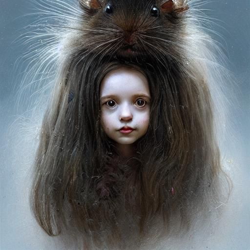 Sinister Witch Portrait with Guinea Pigs
