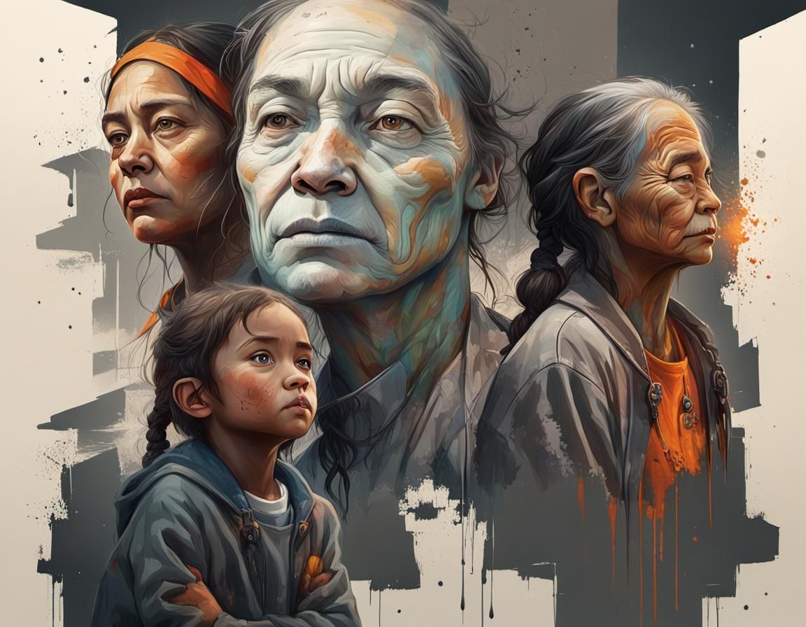 Hyperrealistic Families Enjoying Oranges at Home