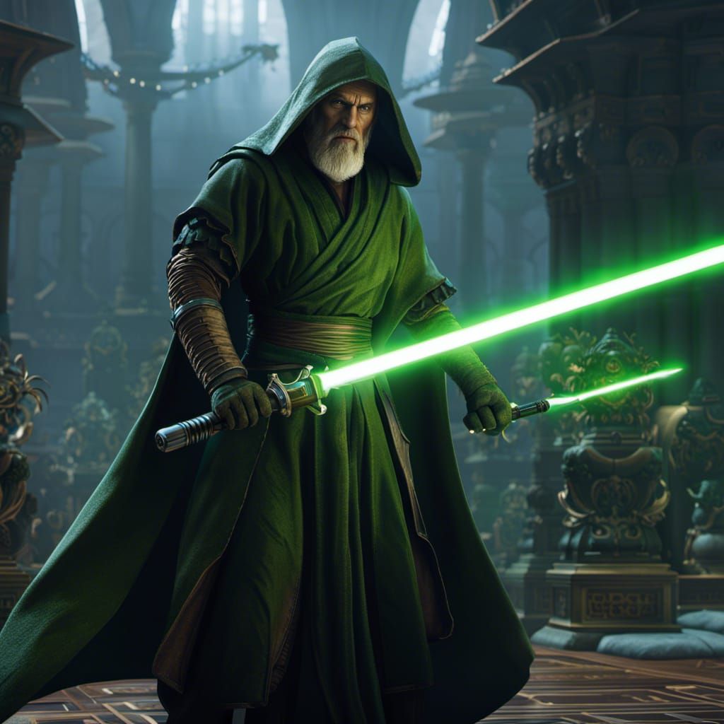 Renaissance Jedi Master with Lightsaber