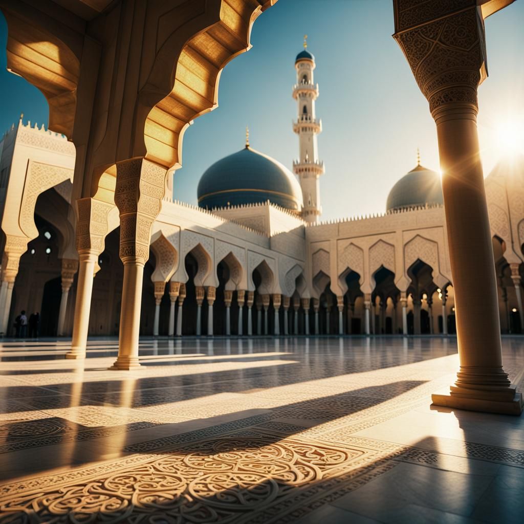 Islamic Flag Waving at Grand Mosque