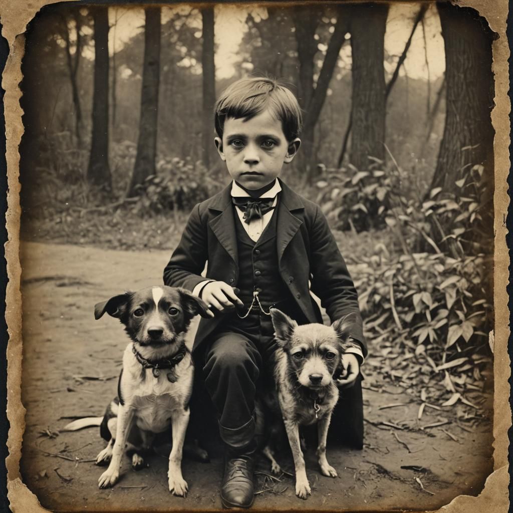 1800's   boy and his dog