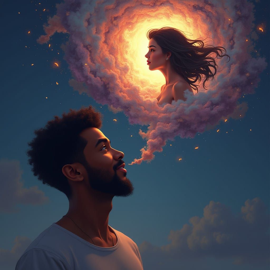 Hyperrealistic Portrait of a Brown Man Lost in Thought with...