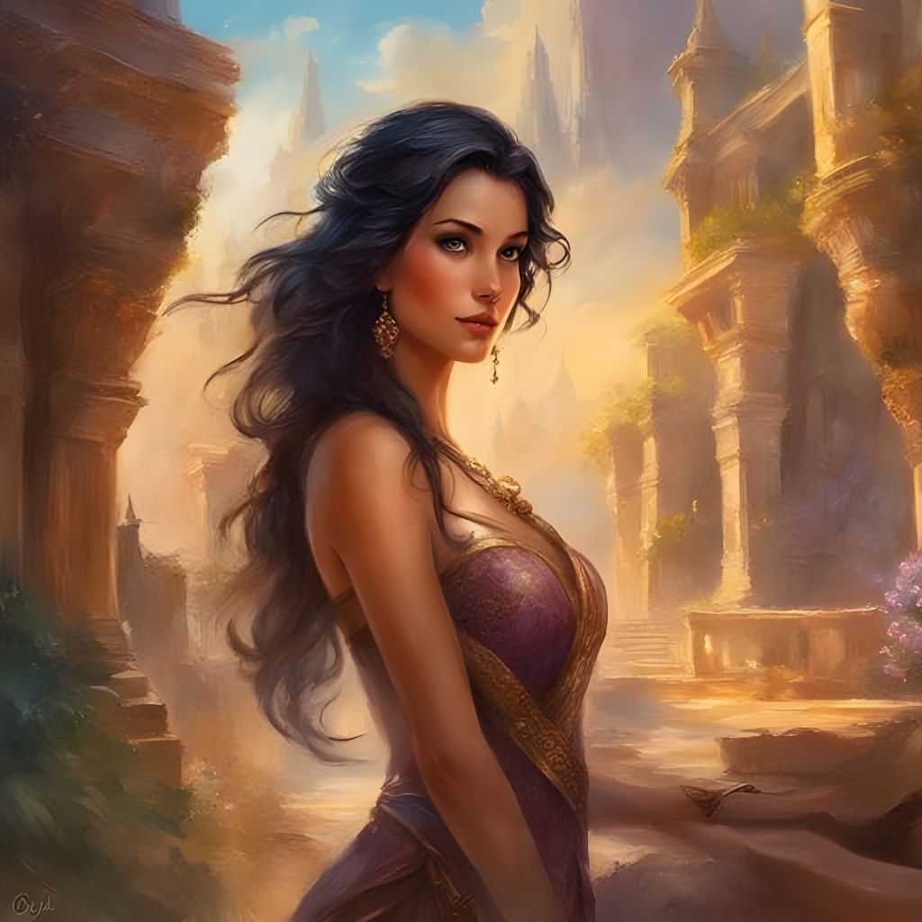 Beautiful Tourist Operator Portrait in Ink Splash Art