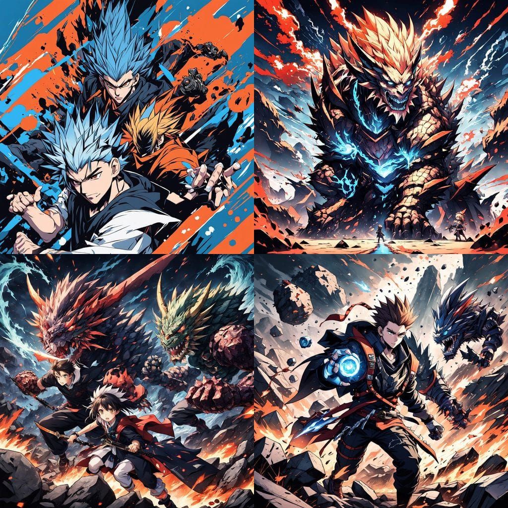 Dragon-like Anime Characters Creating Shockwave