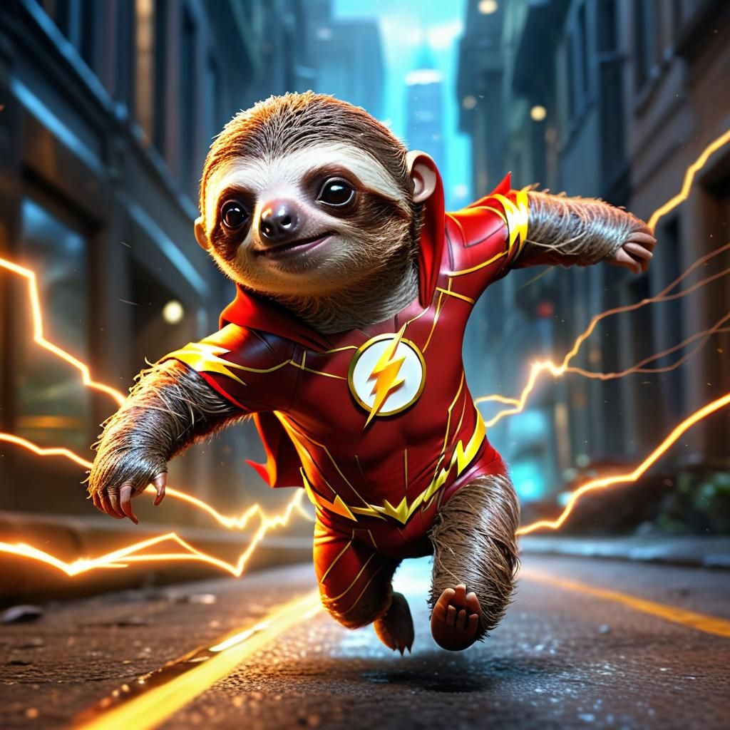 Sloth as The Flash: Superhero Concept Art