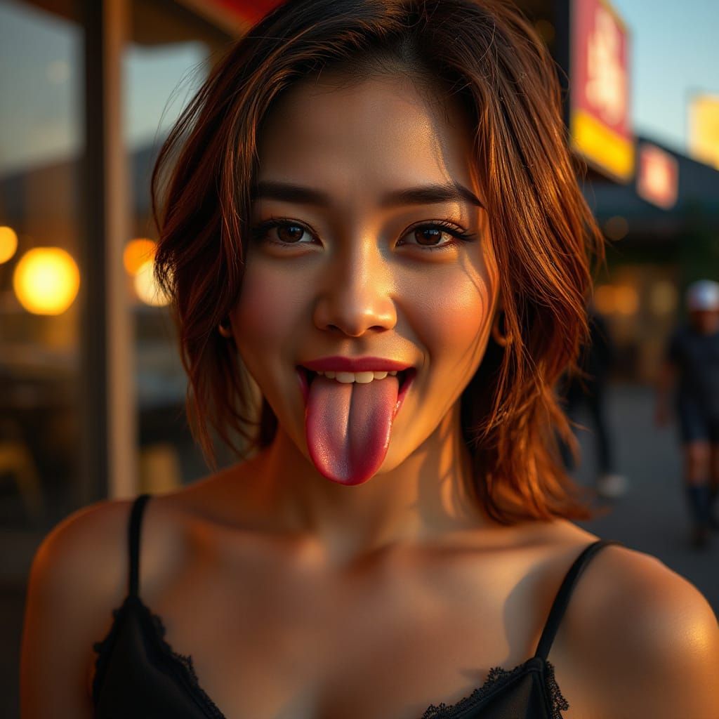 Voluptuous Eurasian Woman in Golden Hour Light