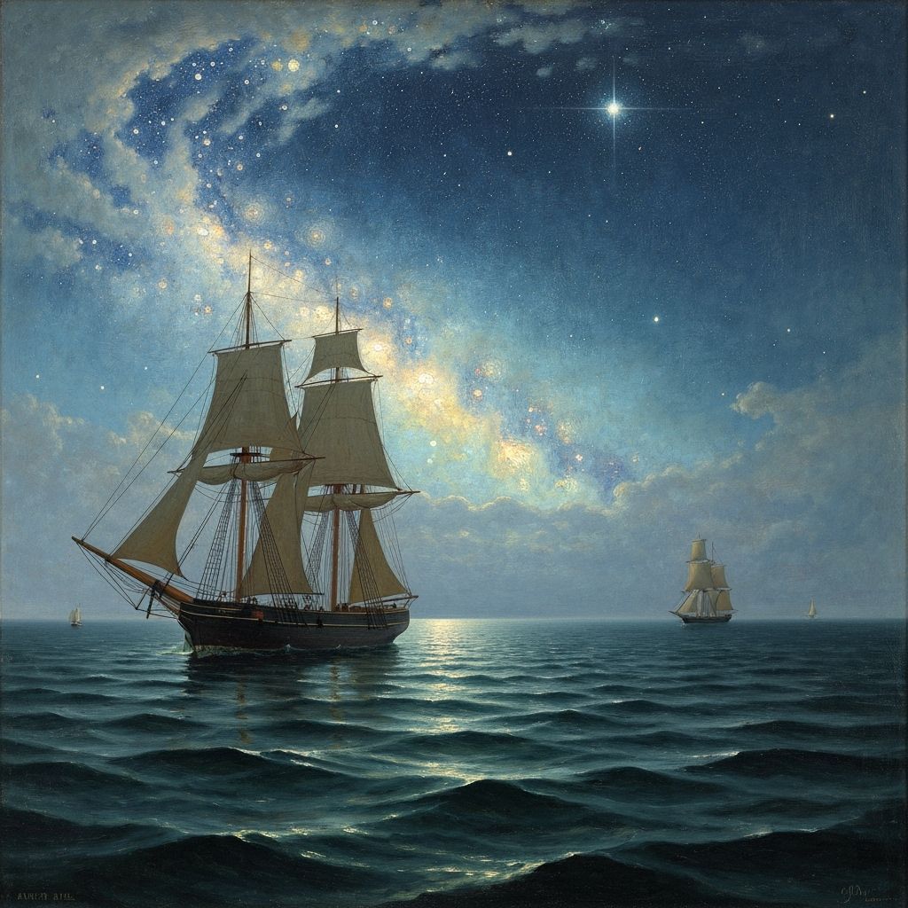 19th Century Schooner Under Starry Sky