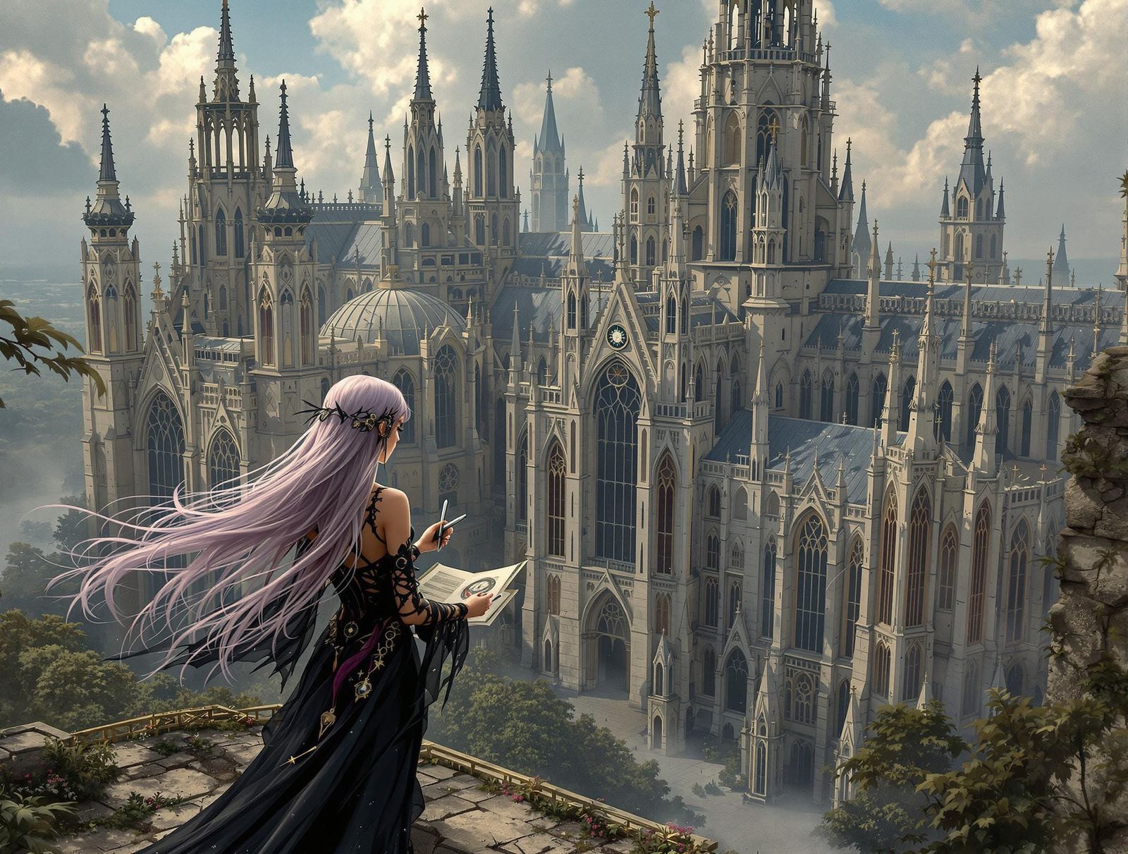 Gothic Fairy Architect Designs Cathedral Bird's Eye View