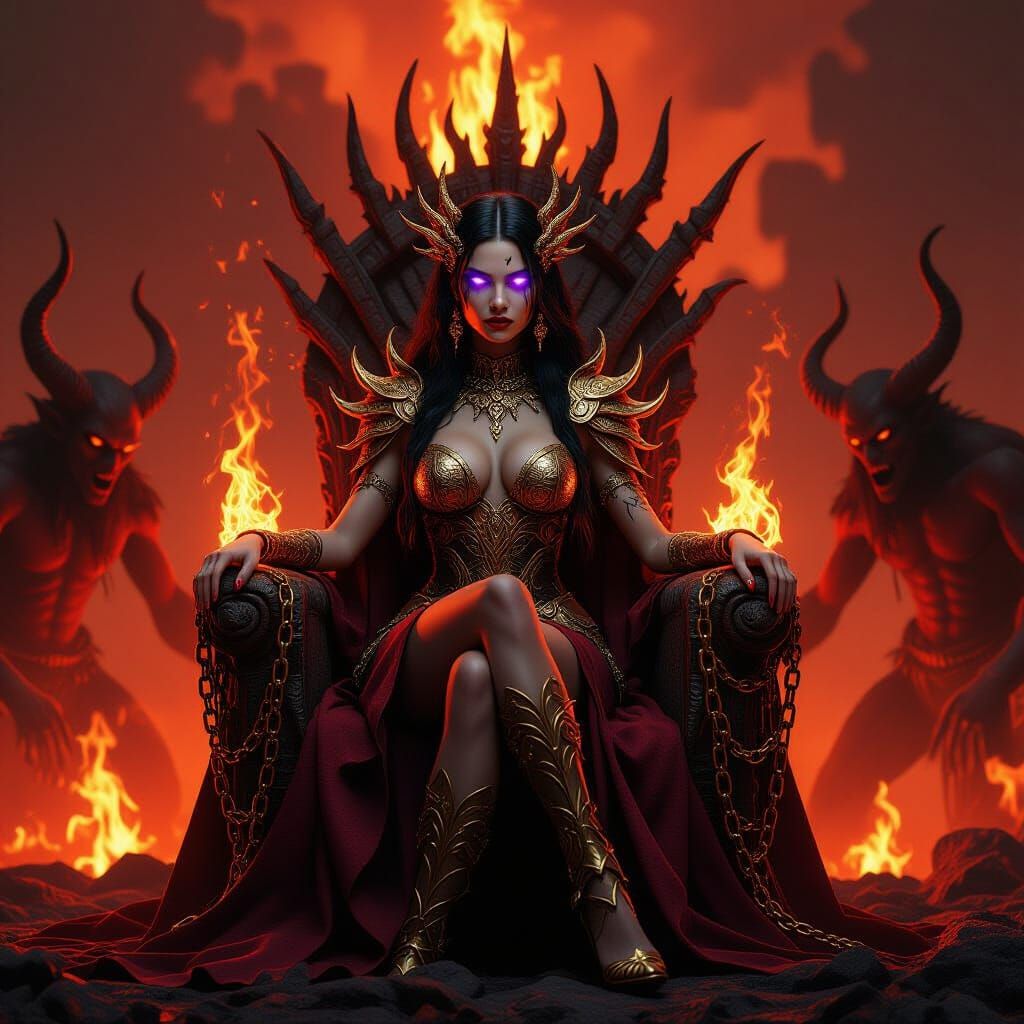 Luciara: Lady of Hell in Dark Fantasy Style