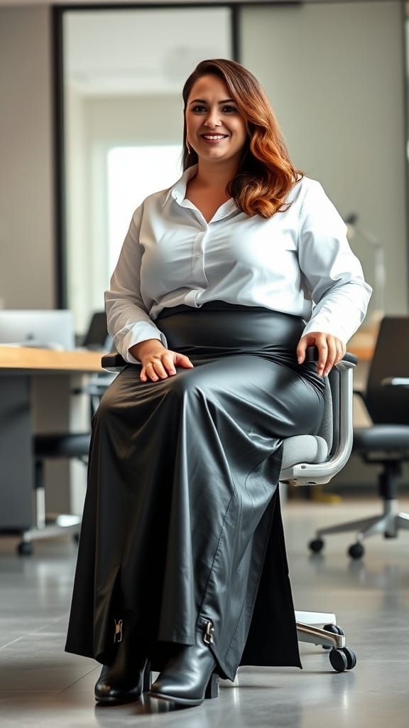 Beautiful Egyptian Woman in Office Chair, Realistic Style