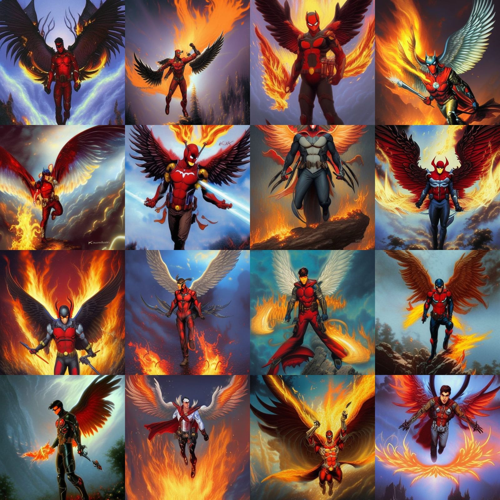 Winged Jason Todd in Flames: Ethereal Fantasy Art