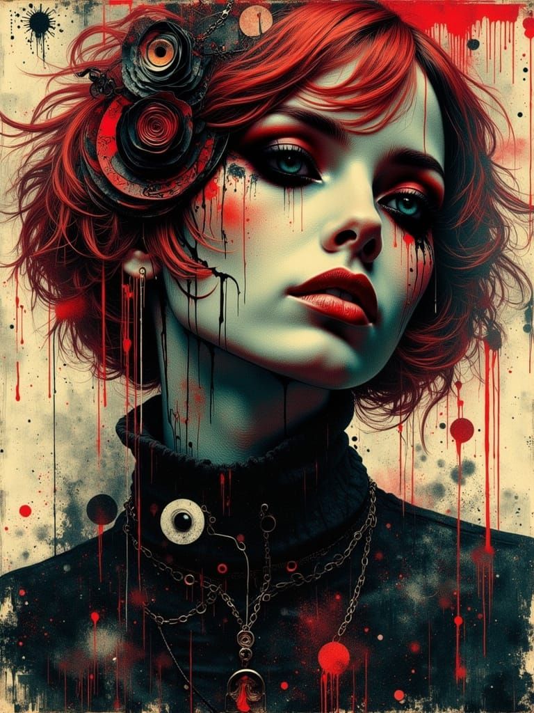 Gothic Abstract Portrait of a Woman in Grunge Style