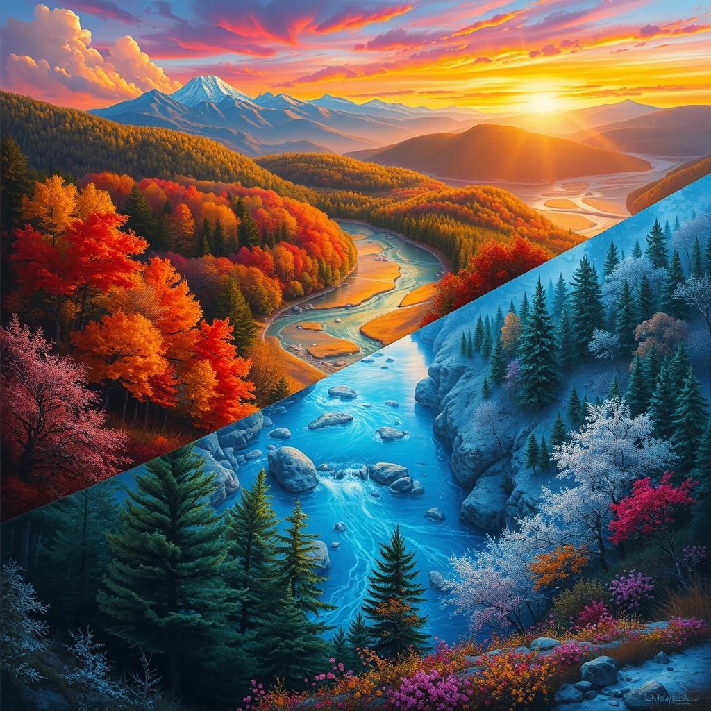 Surreal Overlapping Seasons in Fluorescent Acrylics