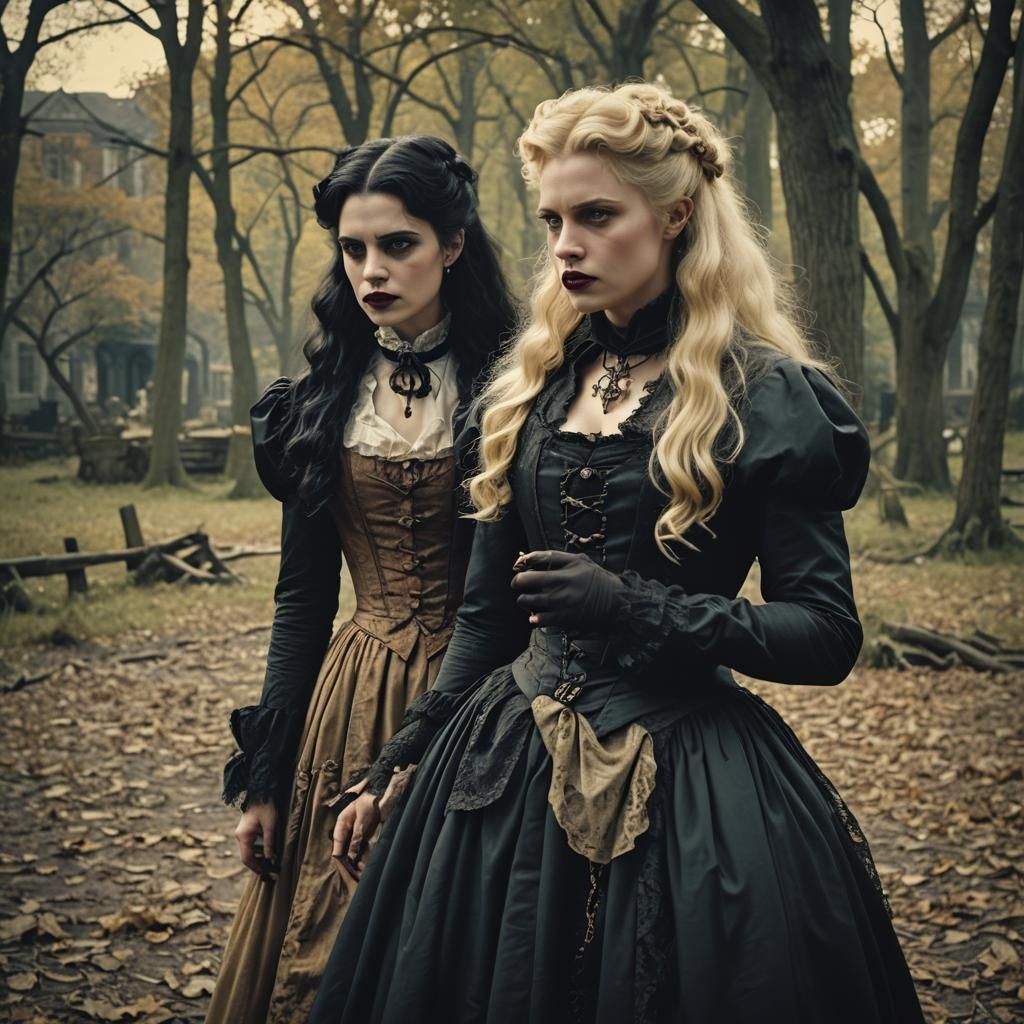 Victorian Era Vampire and Human Scene