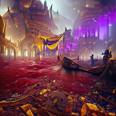 Destroyed City of Blood: Dark Fantasy Art