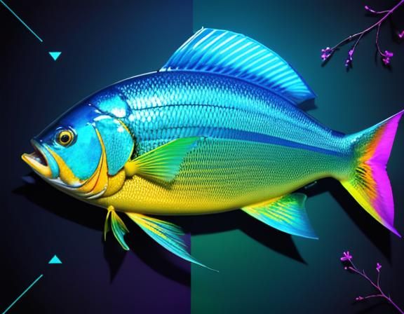 Vivid Fish on Branch in Pop Art Style
