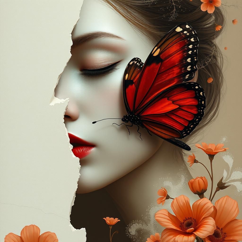 Surreal Woman Portrait in Dreamscape Style