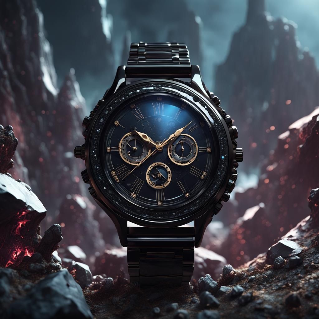 Black Crystal Watch in Detailed Matte Painting
