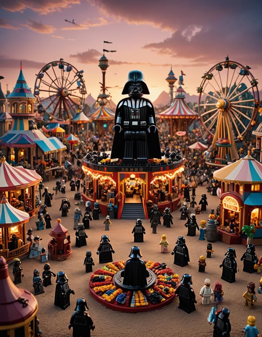Lego Darth Vader in Whimsical Toy Carnival