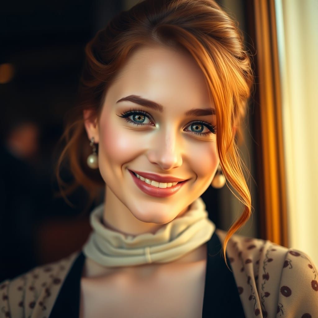 Portrait of a Young Woman in High-Fashion Style