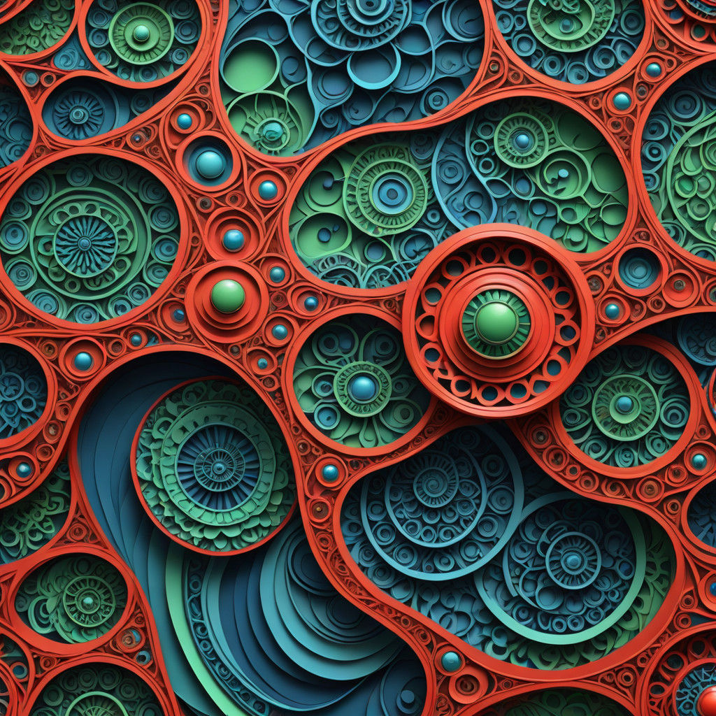 Vibrant Fractal Patterns on Distressed Blue Plastic